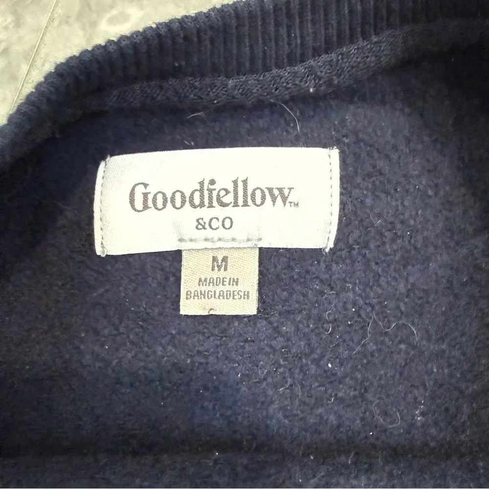 Goodfellow & Co Navy Blue Stripe Crewneck Sweater Mens Size M
